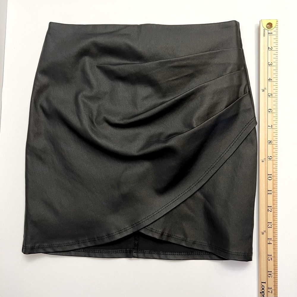 AKIRA Front Wrap Mini Skirt-Black - Picture 6 of 10